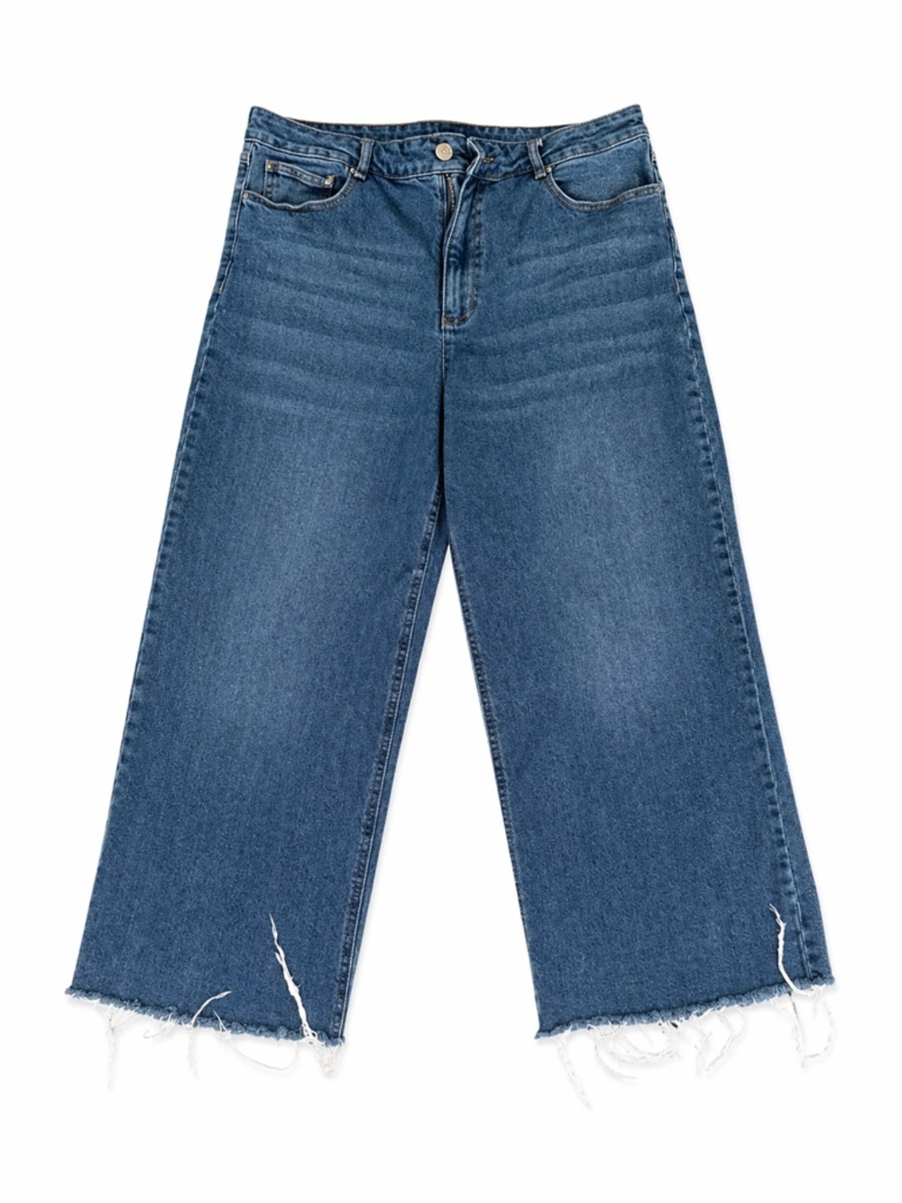 GB Women’s Wide Leg Cropped Jeans Size 13 Blue Raw Hem High Rise Denim